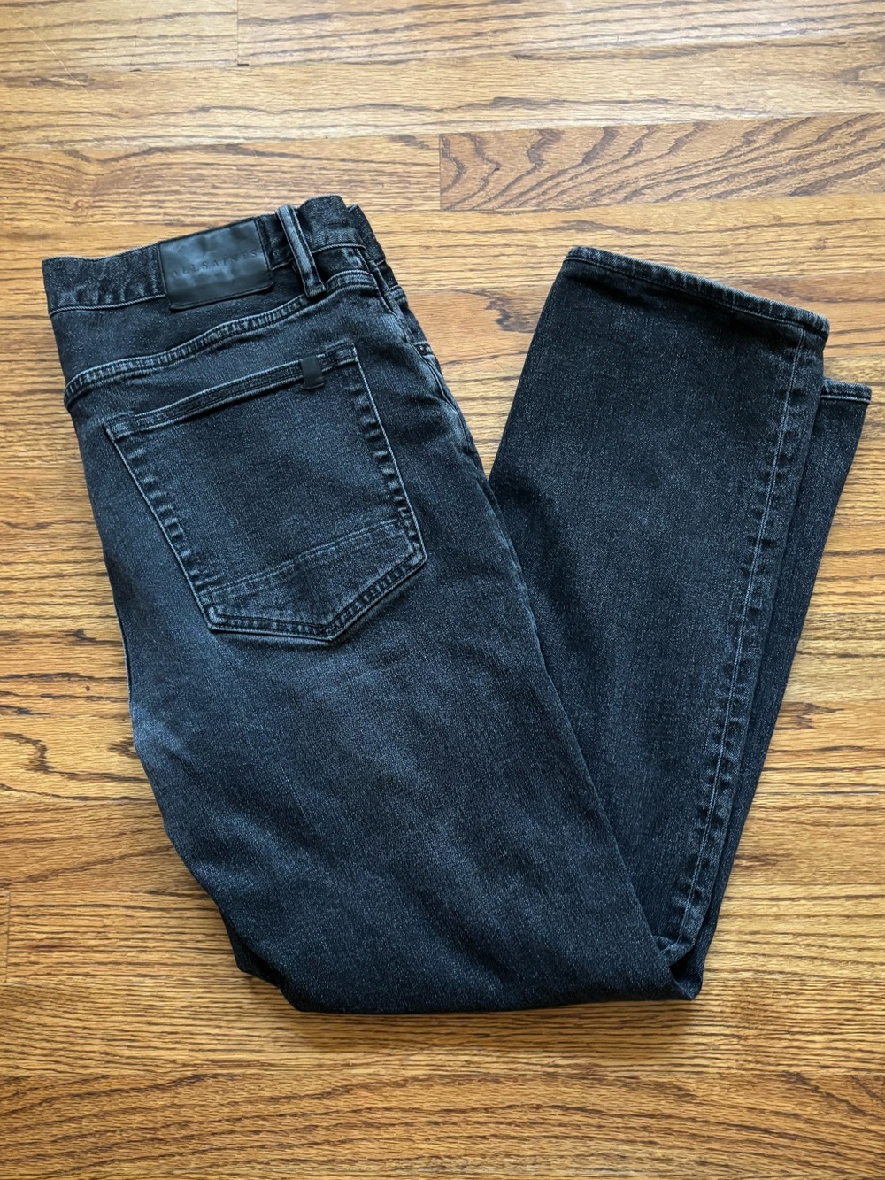 AllSaints Men's Black Straight “Iggy” Jeans